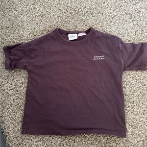 ZARA Brown DIMANCHEÀ LA PLACE FrenchT-Shirt Baby Size 9 12 Months